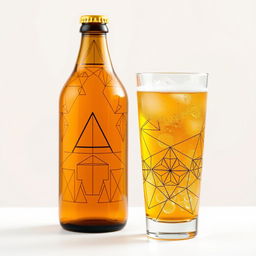 A refreshing glass of ginger beer, styled with geometric patterns and shapes