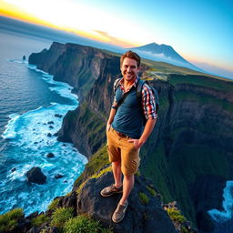 Jay Slayer, reimagined as "Jay Slayter", standing on a majestic cliff in Tenerife, Spain, titled "Lost in Tenerife"