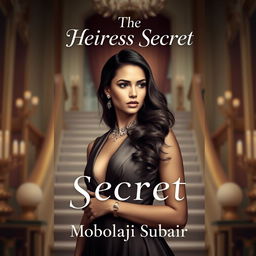 An intriguing book cover design featuring a real human character, a young female heiress with an air of mystery and elegance