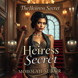 An intriguing book cover design featuring a real human character, a young female heiress with an air of mystery and elegance