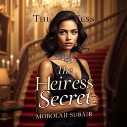 An intriguing book cover design featuring a real human character, a young female heiress with an air of mystery and elegance