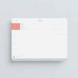 A sleek and organized planner app interface. The application aims at simplicity yet elegance with clean lines, vibrant but soft colors, displaying the calendar, tasks, and reminders.