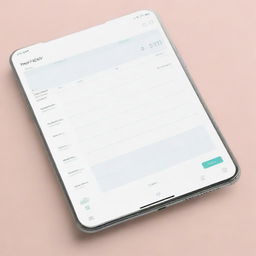 A sleek and organized planner app interface. The application aims at simplicity yet elegance with clean lines, vibrant but soft colors, displaying the calendar, tasks, and reminders.