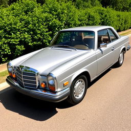 A beautifully restored Mercedes-Benz W201 190E Coupé, showcasing its elegant design and sleek lines