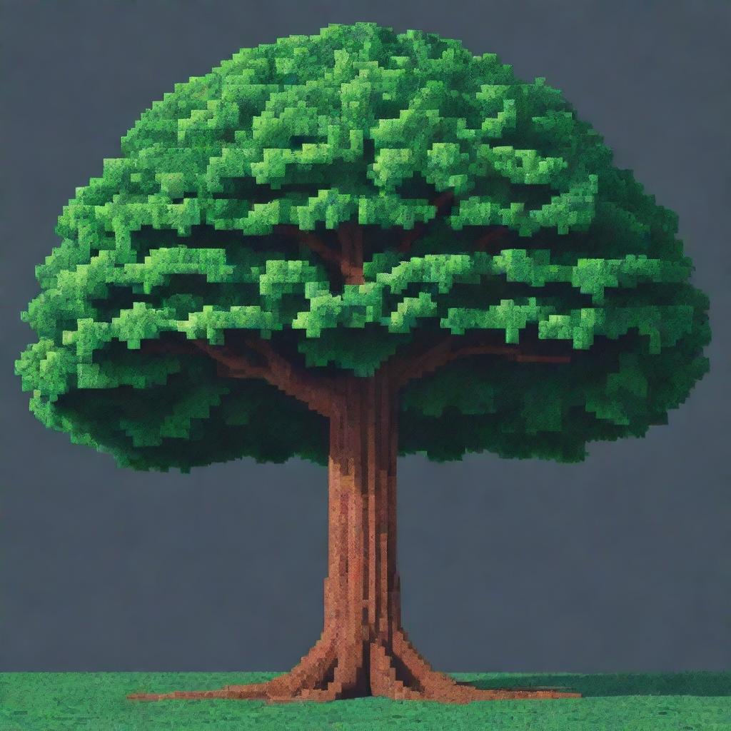 A pixelated tree in a 30x65 pixel artwork form