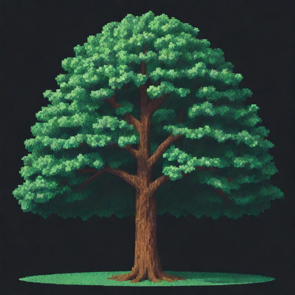 A pixelated tree in a 30x65 pixel artwork form