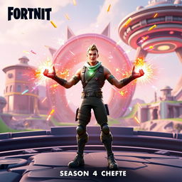 An exhilarating scene depicting a character leveling up in Fortnite during Season 4, Chapter 5