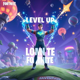 An exhilarating scene depicting a character leveling up in Fortnite during Season 4, Chapter 5