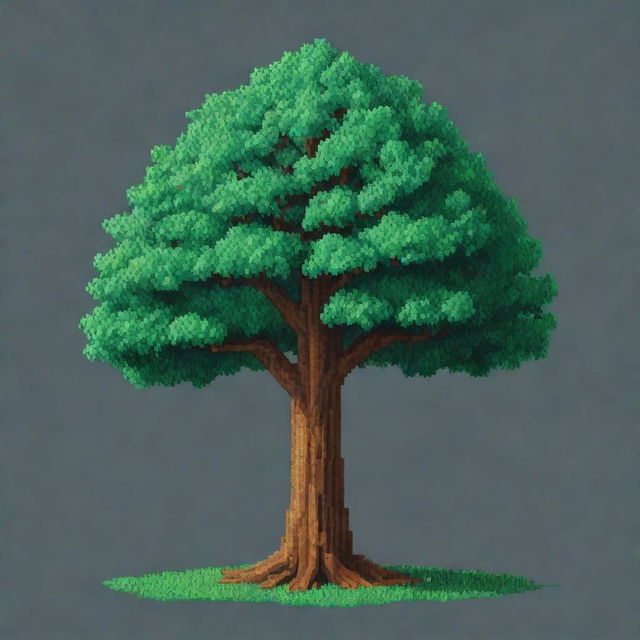 A smaller pixelated tree in a 15x32 pixel artwork form