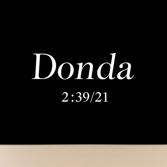 A minimalist black screen with the word 'Donda' written in elegant white serif font