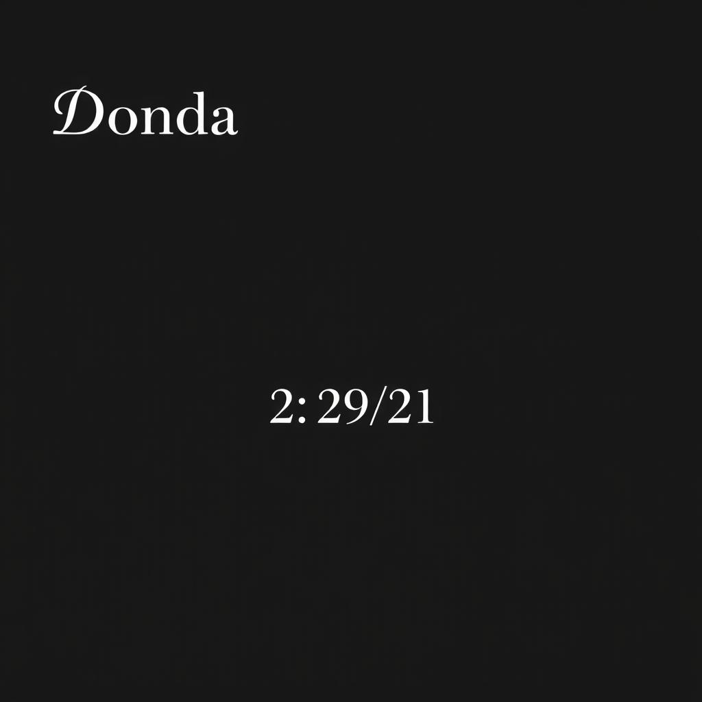 A minimalist laptop wallpaper with a deep black background featuring the word 'Donda' in stylish white serif font positioned in the top left corner