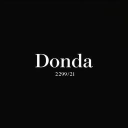 A minimalist laptop wallpaper with a deep black background featuring the word 'Donda' in stylish white serif font positioned in the top left corner