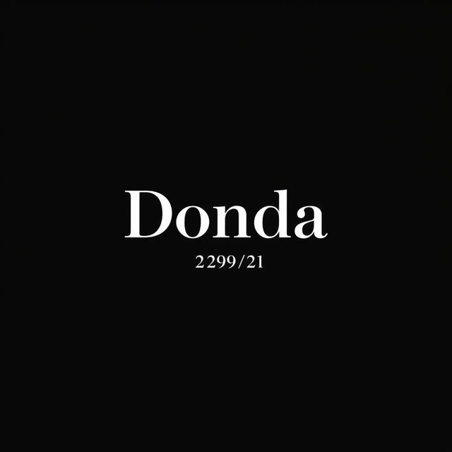 A minimalist laptop wallpaper with a deep black background featuring the word 'Donda' in stylish white serif font positioned in the top left corner