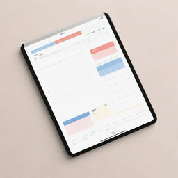 Mock up of an intuitive planner application with a neatly organized dashboard, displaying the calendar, tasks, reminders and goals. Elements of minimalist design with a balance of appealing color palette should be emphasized.