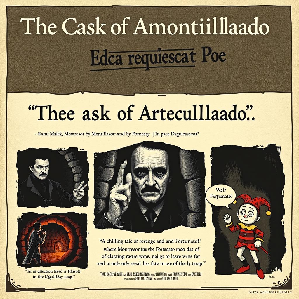 A movie poster for a cinematic version of "The Cask of Amontillado" by Edgar Allan Poe