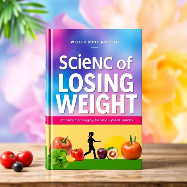 A self-help book cover titled 'Science of Losing Weight' featuring a vibrant and attractive layout