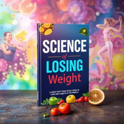 A self-help book cover titled 'Science of Losing Weight' featuring a vibrant and attractive layout