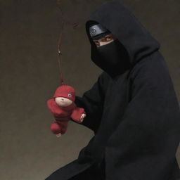 A striking image of Akatsuki, a young man from Naruto, skillfully manipulating an older character like a puppet with invisible strings