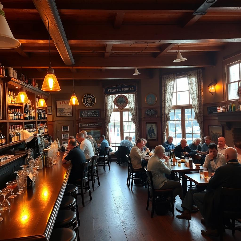 A cozy and inviting interior of a traditional pub