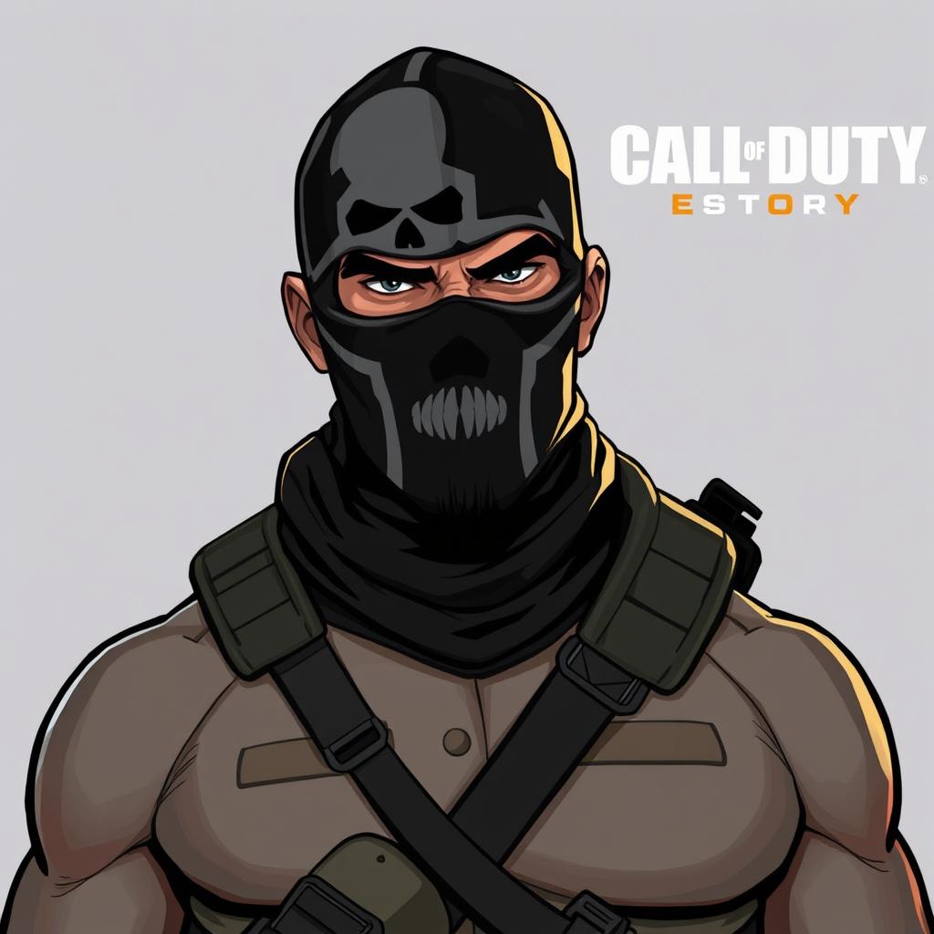 Simon "Ghost" Riley, the iconic character from Call of Duty, depicted in a 2D animation style