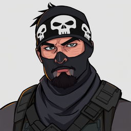 Simon "Ghost" Riley, the iconic character from Call of Duty, depicted in a 2D animation style