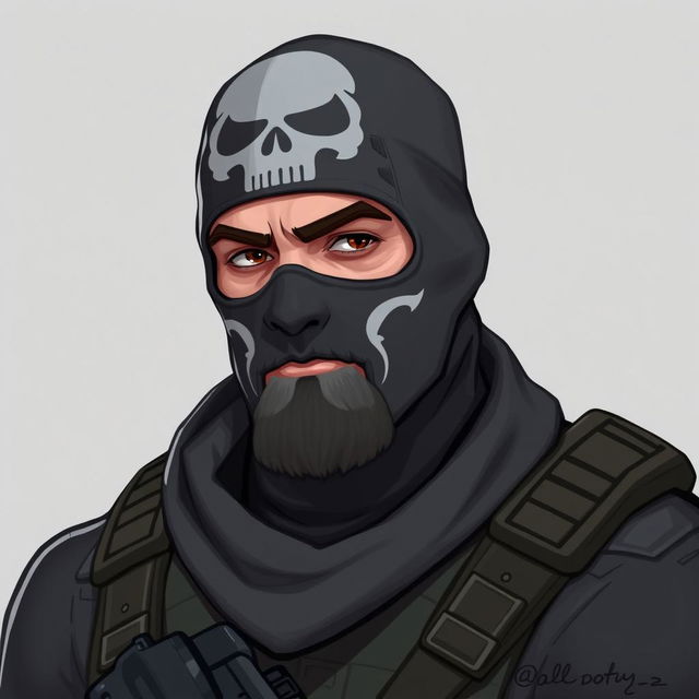 Simon "Ghost" Riley, the iconic character from Call of Duty, depicted in a 2D animation style