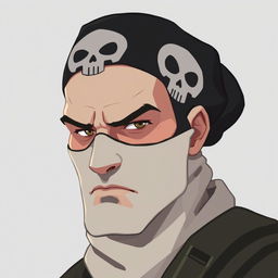 Simon "Ghost" Riley, the iconic character from Call of Duty, depicted in a 2D animation style