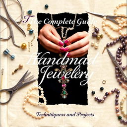 A crafted cover for 'The Complete Guide to Handmade Jewelry: Techniques and Projects', featuring a collage of various jewelry-making techniques and tools