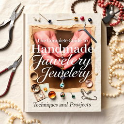 A crafted cover for 'The Complete Guide to Handmade Jewelry: Techniques and Projects', featuring a collage of various jewelry-making techniques and tools