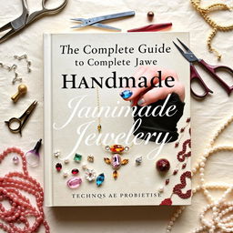 A crafted cover for 'The Complete Guide to Handmade Jewelry: Techniques and Projects', featuring a collage of various jewelry-making techniques and tools