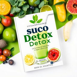 Capa de livro eletrônica para um guia de suco detox vibrante e atraente