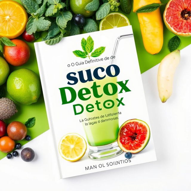 Capa de livro eletrônica para um guia de suco detox vibrante e atraente