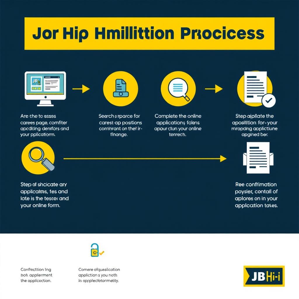 Create a detailed diagram showcasing the JB Hi-Fi job application process in Australia, including steps for submitting an application through their online form