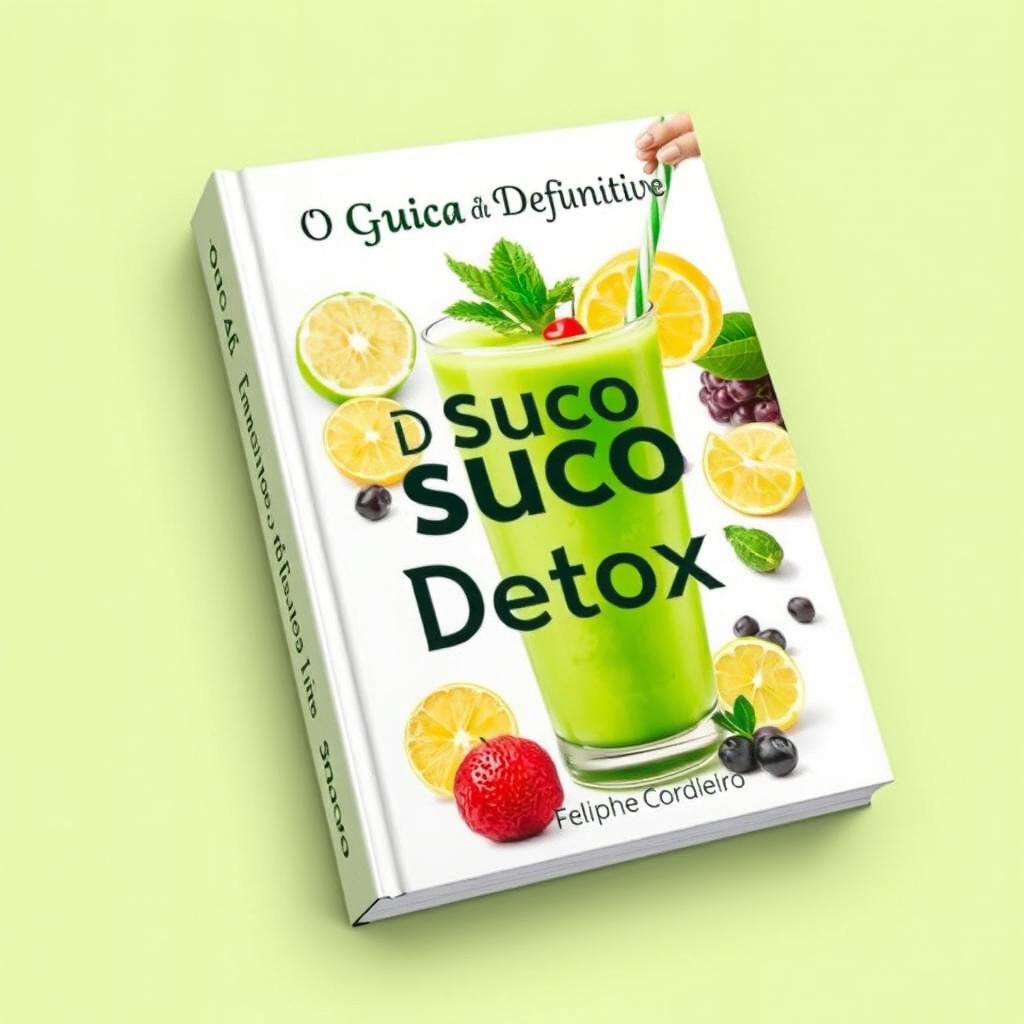 Capa de livro eletrônica para um guia de suco detox vibrante e atraente