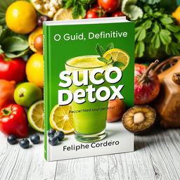 Capa de livro eletrônica para um guia de suco detox vibrante e atraente