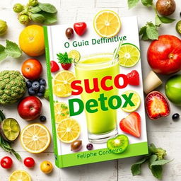 Capa de livro eletrônica para um guia de suco detox vibrante e atraente