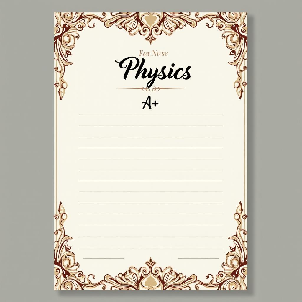 A creatively designed report card template showcasing an A+ grade in Physics