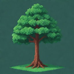 An even smaller pixelated tree in a 10x21 pixel artwork form