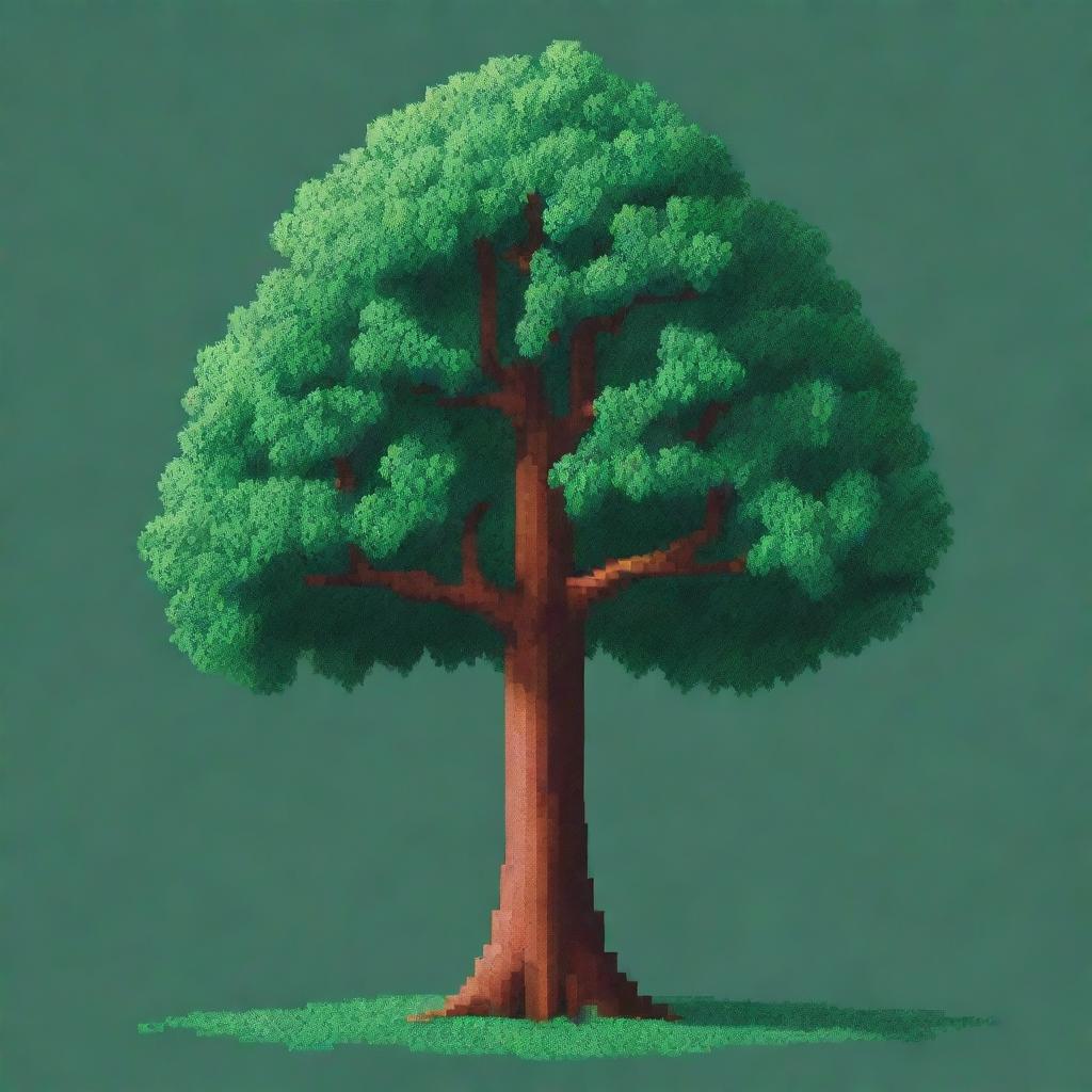 An even smaller pixelated tree in a 10x21 pixel artwork form