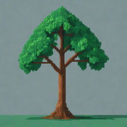 An even smaller pixelated tree in a 10x21 pixel artwork form