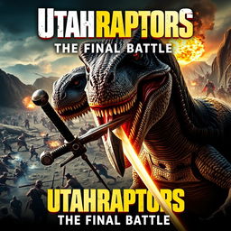 A dramatic action movie poster titled "Utahraptors: The Final Battle" highlighting a tense moment with a Utahraptor prominently in the foreground