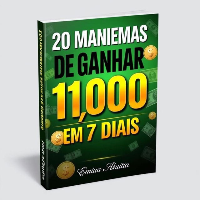 A captivating ebook cover for a guide titled '20 Maneiras de Ganhar 1000 em 7 Dias'