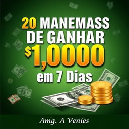 A captivating ebook cover for a guide titled '20 Maneiras de Ganhar 1000 em 7 Dias'