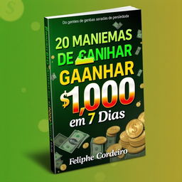 A captivating ebook cover for a guide titled '20 Maneiras de Ganhar 1000 em 7 Dias'