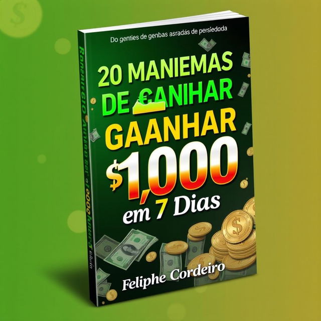 A captivating ebook cover for a guide titled '20 Maneiras de Ganhar 1000 em 7 Dias'