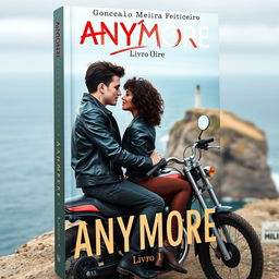 Book cover featuring a skinny white teenage biker with dark hair and tattoos wearing a black leather jacket, sitting on a custom motorcycle with his curly-haired mulatto girlfriend who is also wearing a biker jacket