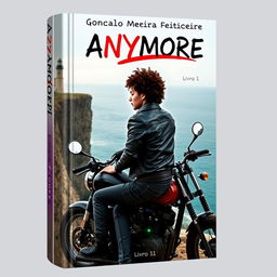 Book cover featuring a skinny white teenage biker with dark hair and tattoos wearing a black leather jacket, sitting on a custom motorcycle with his curly-haired mulatto girlfriend who is also wearing a biker jacket