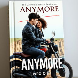 Book cover featuring a skinny white teenage biker with dark hair and tattoos wearing a black leather jacket, sitting on a custom motorcycle with his curly-haired mulatto girlfriend who is also wearing a biker jacket