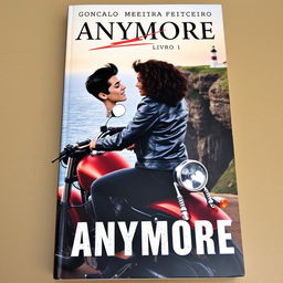 Book cover featuring a skinny white teenage biker with dark hair and tattoos wearing a black leather jacket, sitting on a custom motorcycle with his curly-haired mulatto girlfriend who is also wearing a biker jacket