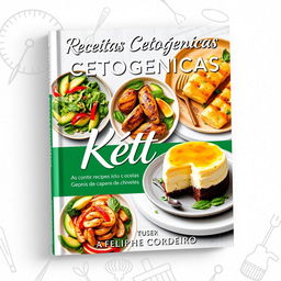 A vibrant and attractive cookbook cover featuring ketogenic recipes by author Feliphe Cordeiro